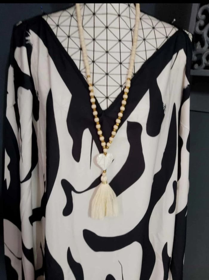 Robe Maxi Grande Taille 60 – Imprimé Fleurs Noir & Blanc, Décontractée et Élégante - photo numéro 3