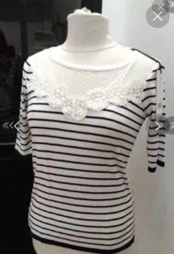 Pull marinière fin dentelles neuve Naf Naf t 36