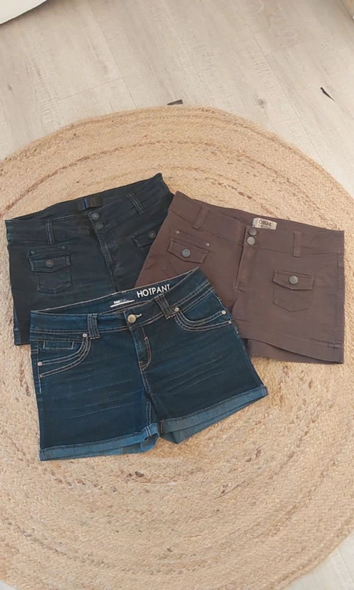 Lot de 3 shorts jean coton  bleu marron Taille 42