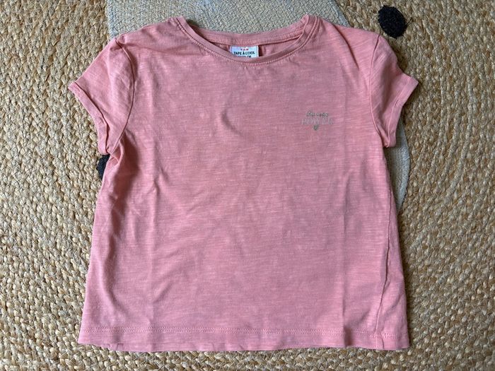 T-shirt MC rose corail bichette TAO tape à l’œil 2 ans 24 mois - photo numéro 2