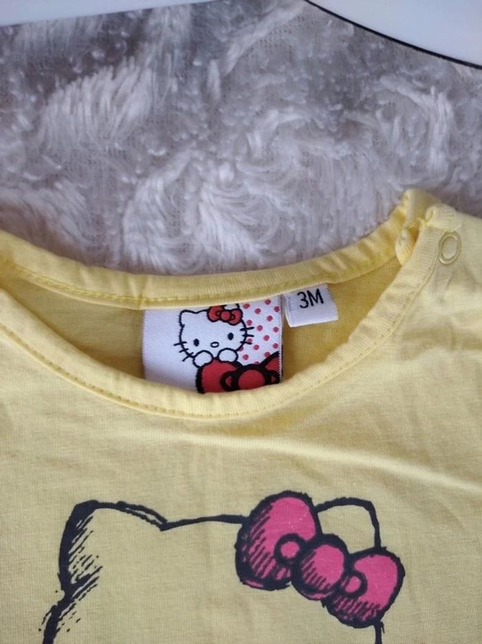 Tee shirt chemise manches courtes Fille 3 mois Hello Kitty 100% coton - photo numéro 5