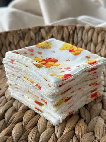 Lingettes lavables Winnie l’ourson lot de 10 en éponge bambou 