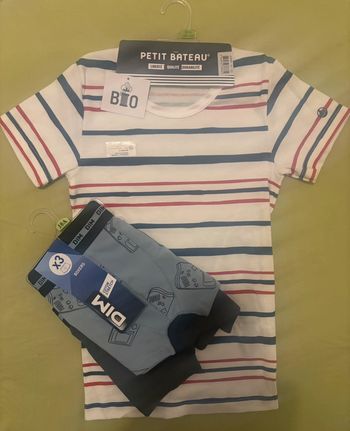 Tee-shirt petit bateau et lot de 3  boxers dim (10 ans)