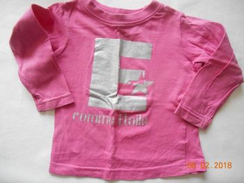 T-shirt fille manches longues 9-12 mois / barbouillage