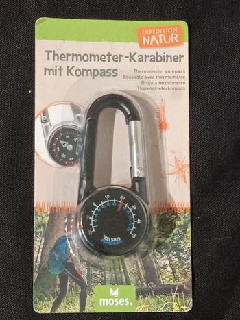 Mousqueton boussole thermomètre