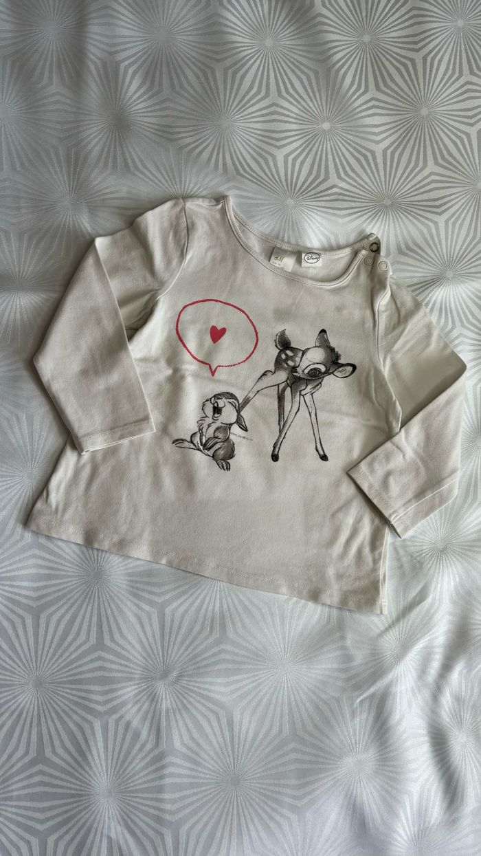 Haut manches longues bambi et panpan 12/18mois 86cm h&m - photo numéro 2