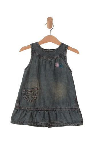 Robe sans manche en jean, broderies fleur et cœur - Defimode 12 mois