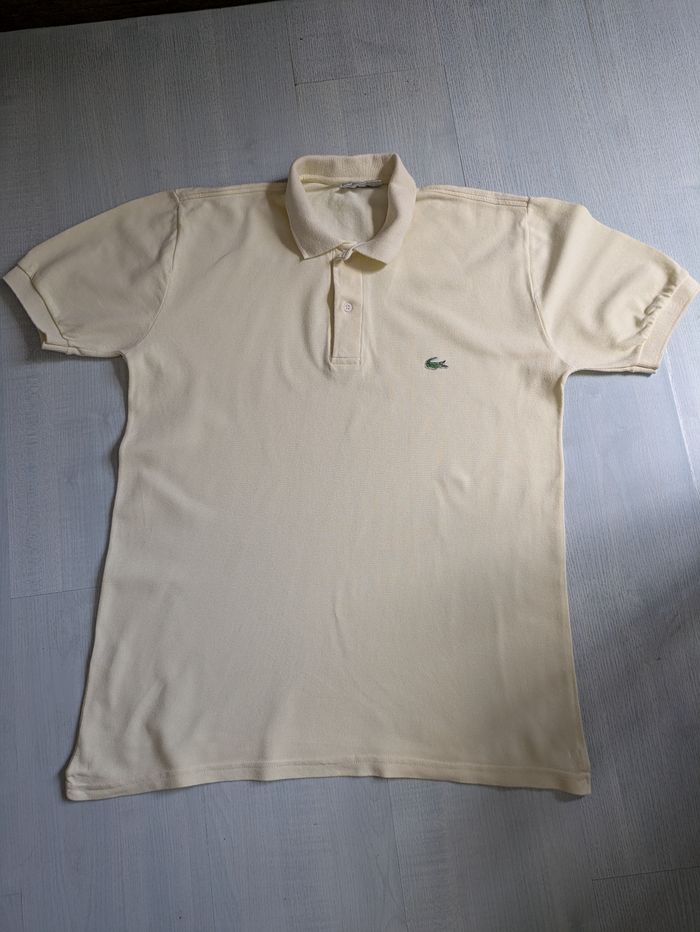 Polo Lacoste jaune paille Vintage - photo numéro 4