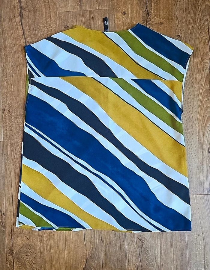 Blouse Mango fluide coloré vert bleu L - photo numéro 2