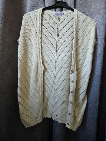 gilet ajouré la blancheporte crème