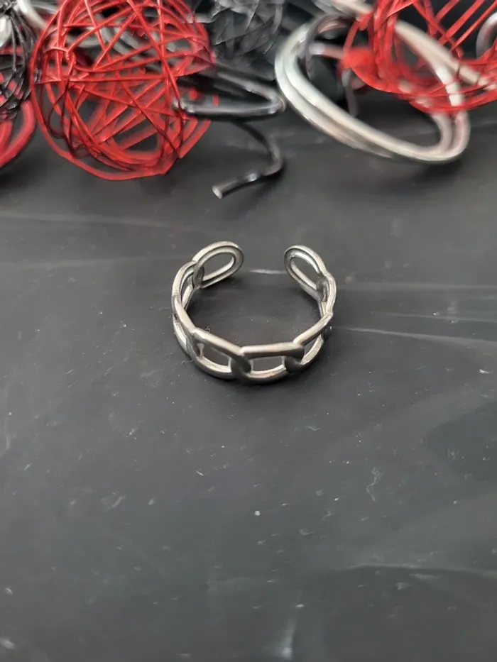 Bague ouverte tour chaîne Acier inoxydable argent