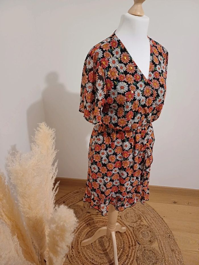 Robe cache-coeur Fleurie Flamant Rose taille M 38 - photo numéro 7