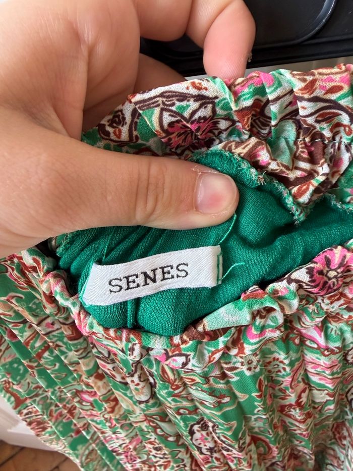 Jupe plissée verte à fleurs Sénés taille 38 - photo numéro 3