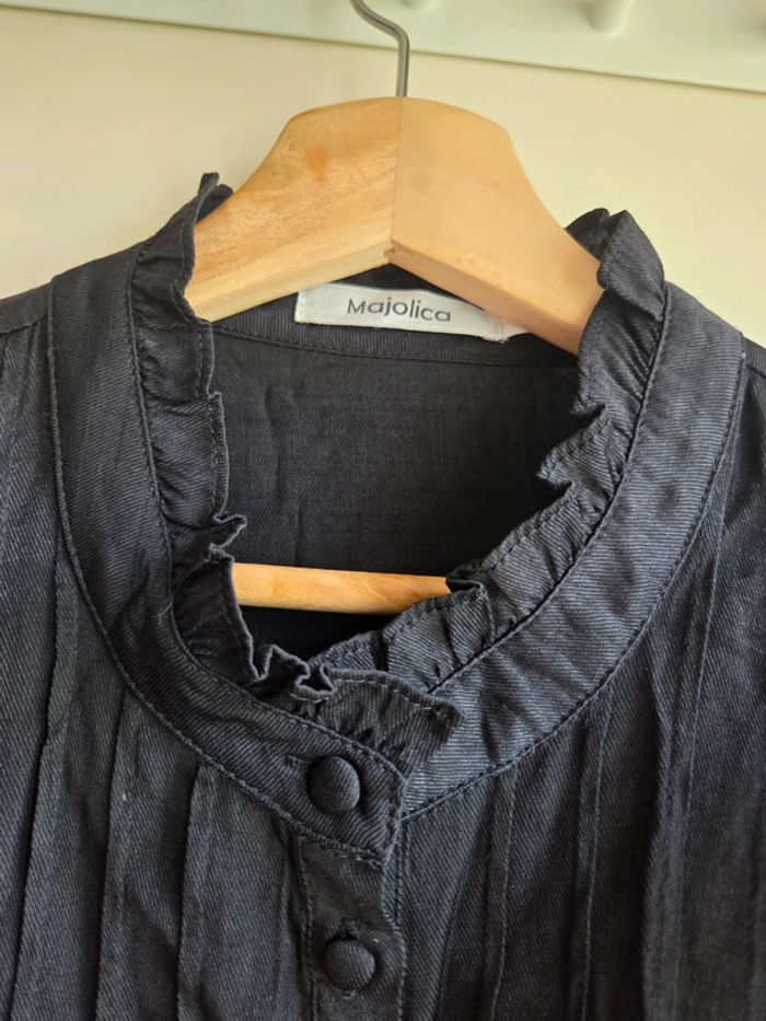 Blouse noire majolica à volants - taille L - photo numéro 5