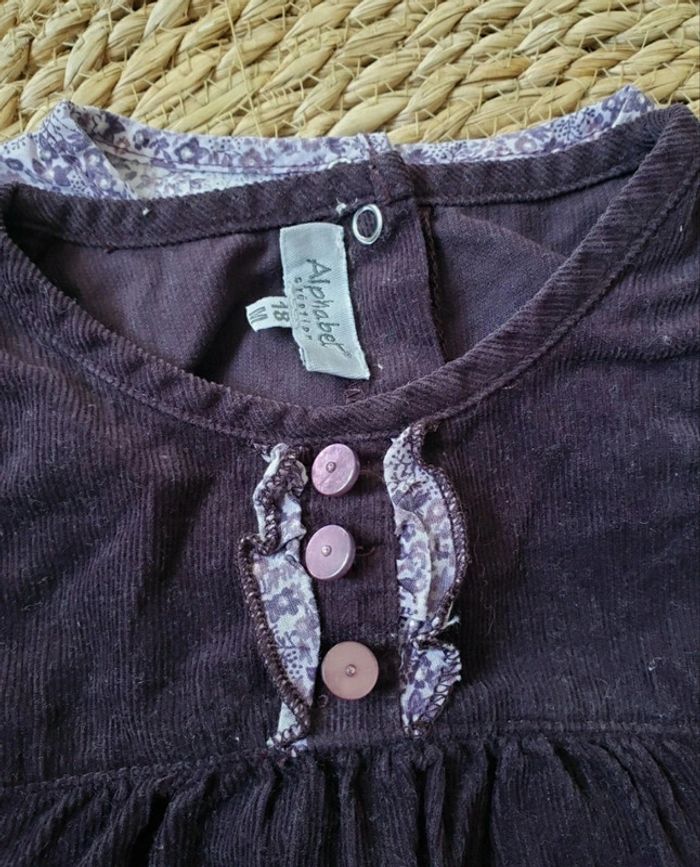 Robe velours +chemisier 12mois - photo numéro 2