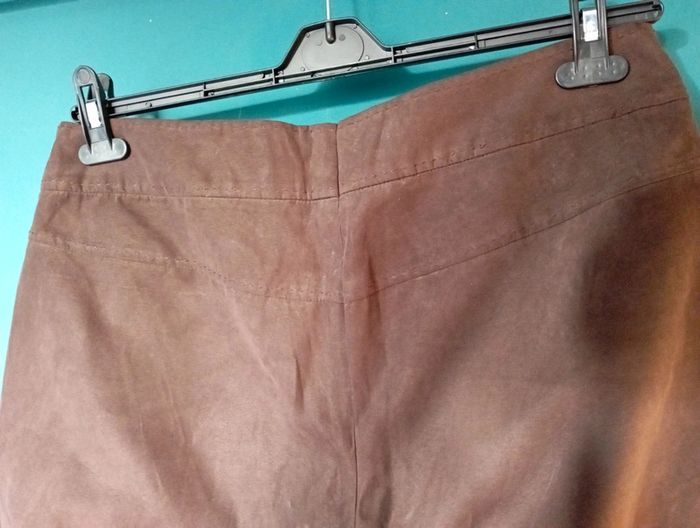 Pantalon suedine marron foncé bas évasés - photo numéro 4