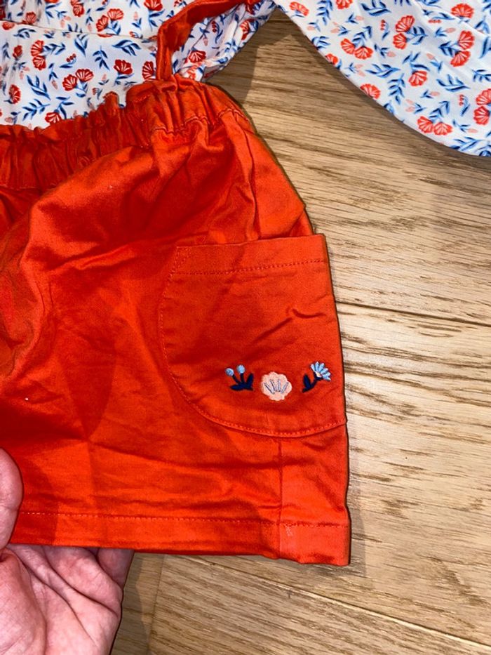 🌺 Ensemble - Body Salopette corail - 18 mois - photo numéro 3
