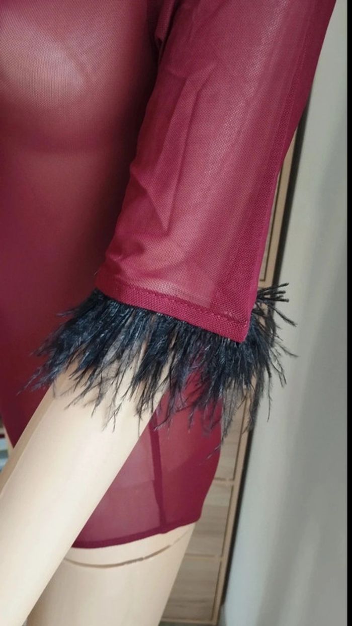 Body bordeaux femme taille m manche noir - photo numéro 5