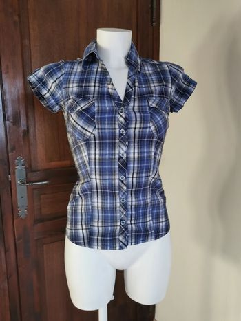 Chemisier bleu à carreaux Cache Cache
