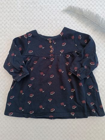 🔸Tunique Kiabi bleu marine 12 mois fille – Fleurs en forme de cœur 🔸