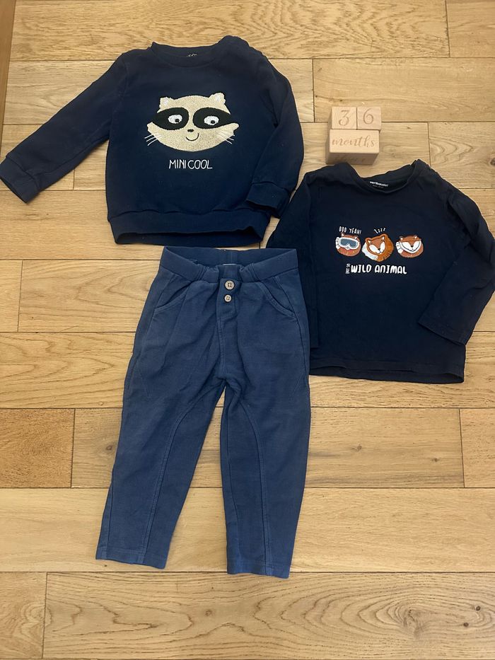 Lot sweat mini cool + tee shirt manches longues vertbaudet + pantalon