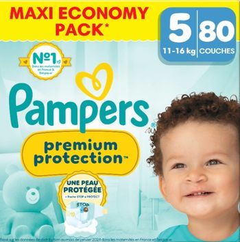6 cartons Pampers Premium Protection Taille 5 (11 à 16 kg)