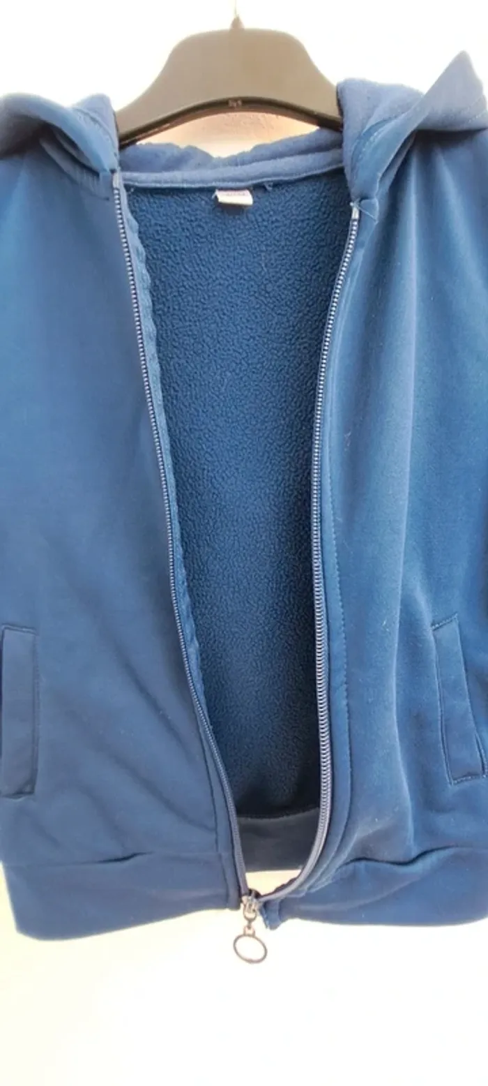 Gilet zippé marine - doublure molletonnée - taille 98-104cm - automne printemps - photo numéro 3