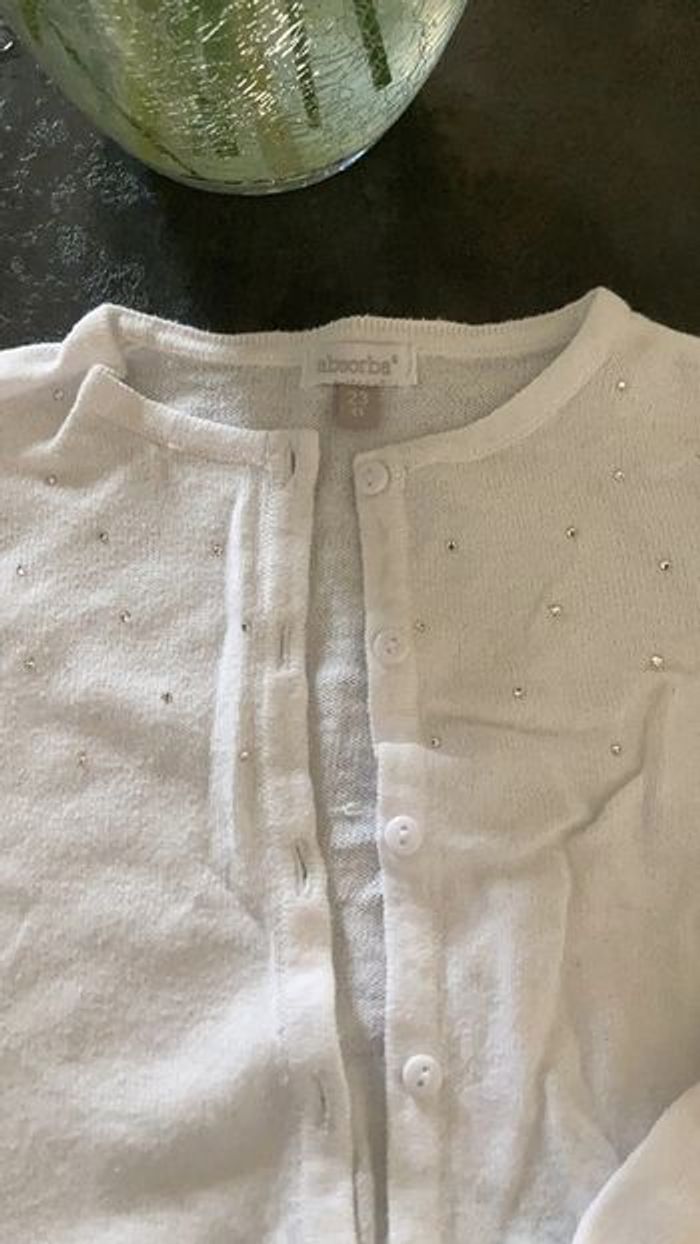 Gilet fin blanc à strass ~ bébé fille 23M - photo numéro 3