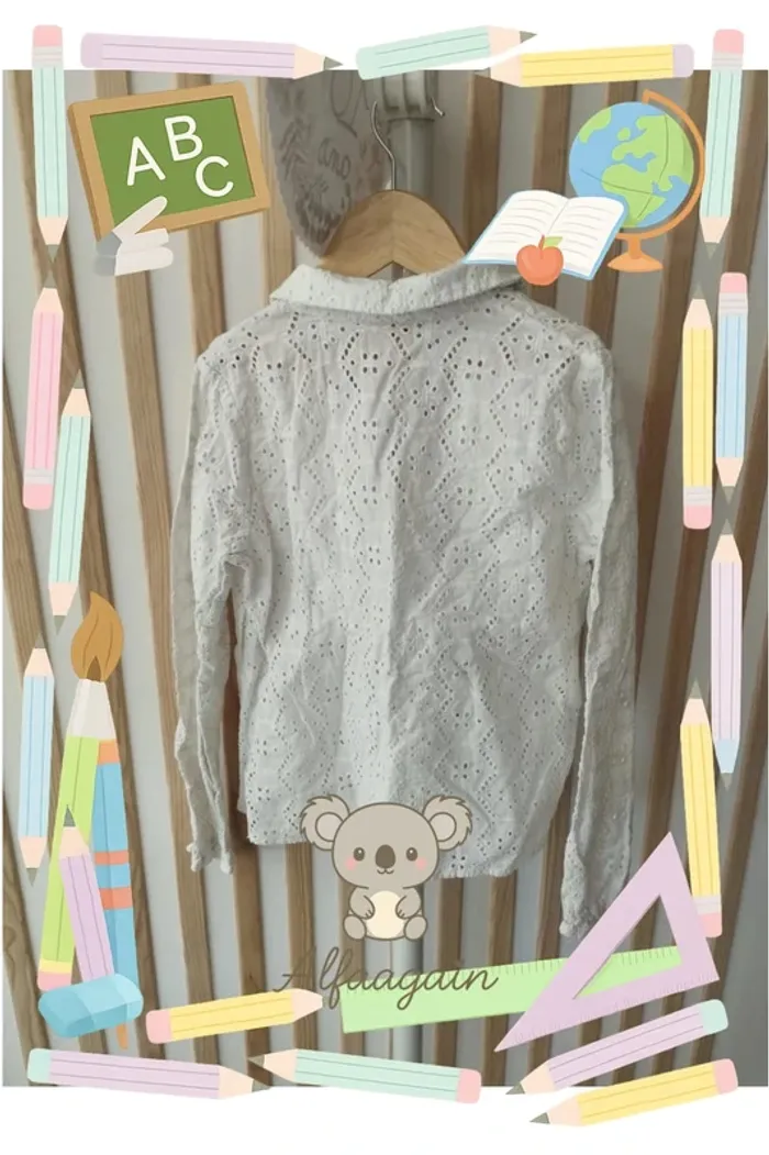 Chemise broderie anglaise blanches tao 10ans - photo numéro 6