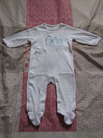 Pyjama velours blanc pingouin 9 mois