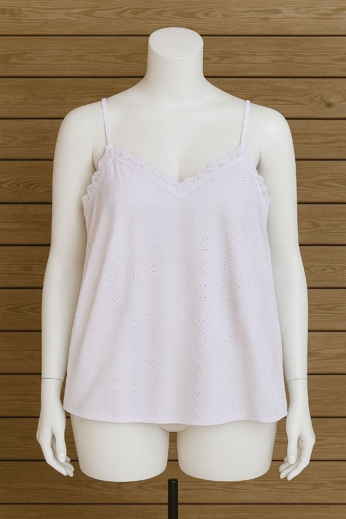 Top à fines bretelles à broderie anglaise – Rose Pâle – Shein 44