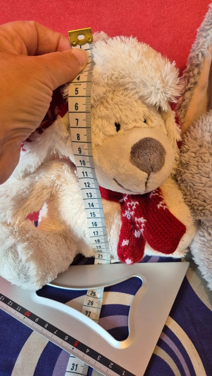 Lot 2 peluche ours et lapin - photo numéro 3