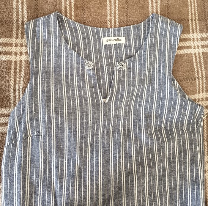 👗 Robe droite à rayures bleu & blanches - Taille 38 / Grain de Malice - photo numéro 2