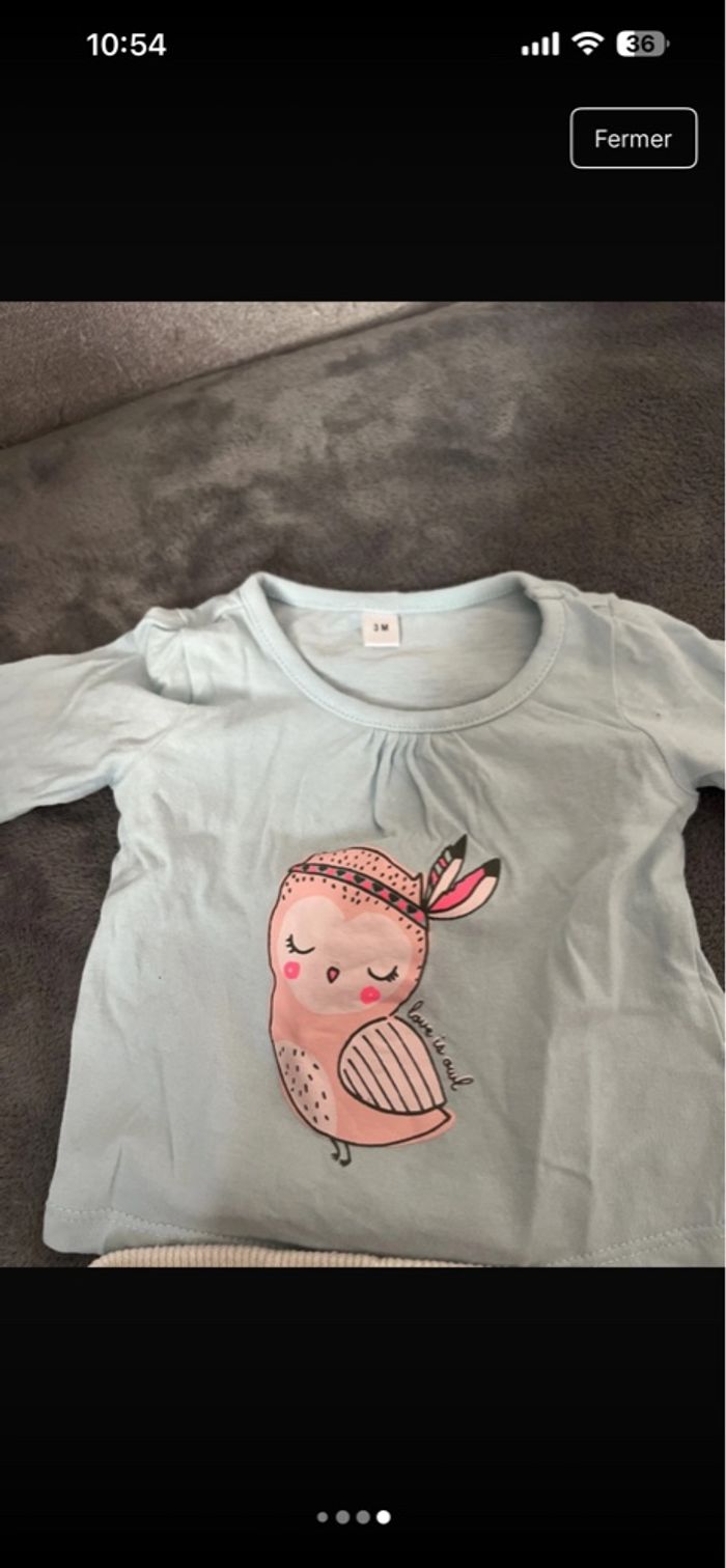 Ensemble bas + pull fin , taille 3 mois , très bon état - photo numéro 3