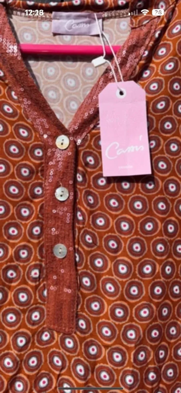 Chemise fluide neuve bordure sequins t 38 - photo numéro 4