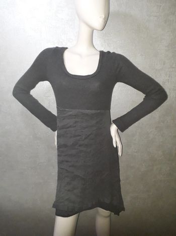 robe grise bi matière pull et soie taille 40