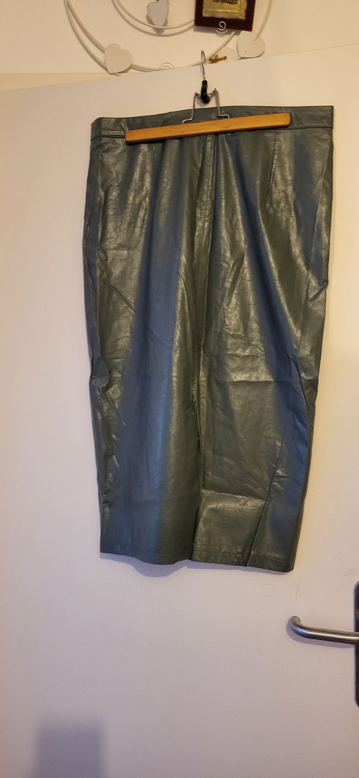 Jupe simili cuir verte bouteille - photo numéro 6