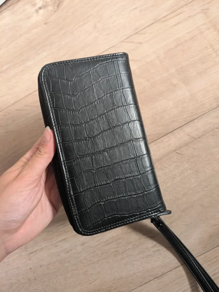 Portefeuille simili cuir Noir effet croco - photo numéro 3