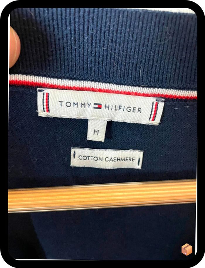 Beau pull coton Tommy Hilfiger taille M marine et vert - photo numéro 3