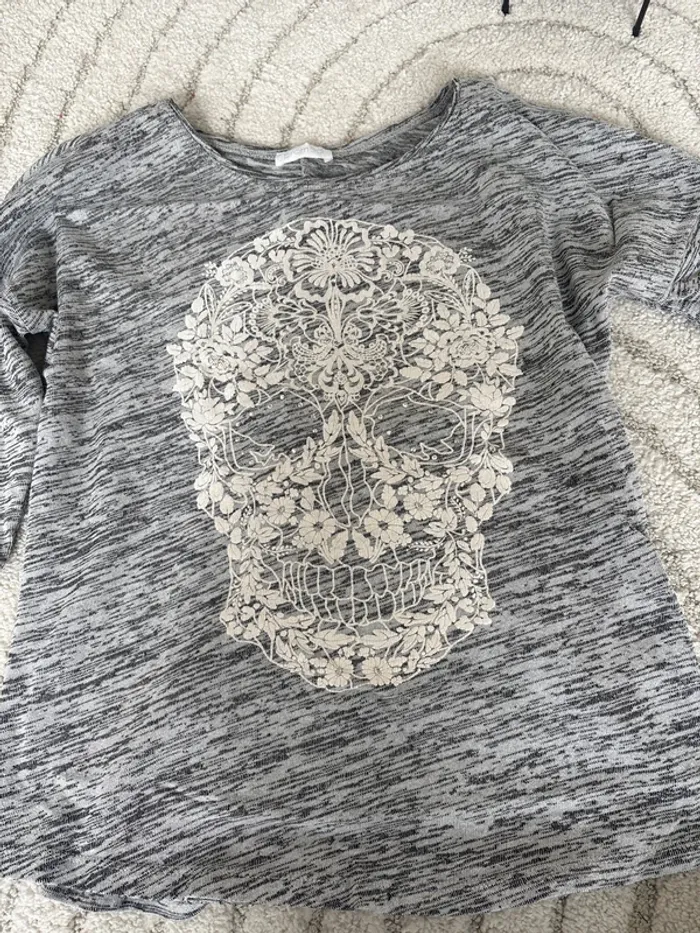 Tee shirt tête de mort Promod 38 - photo numéro 3