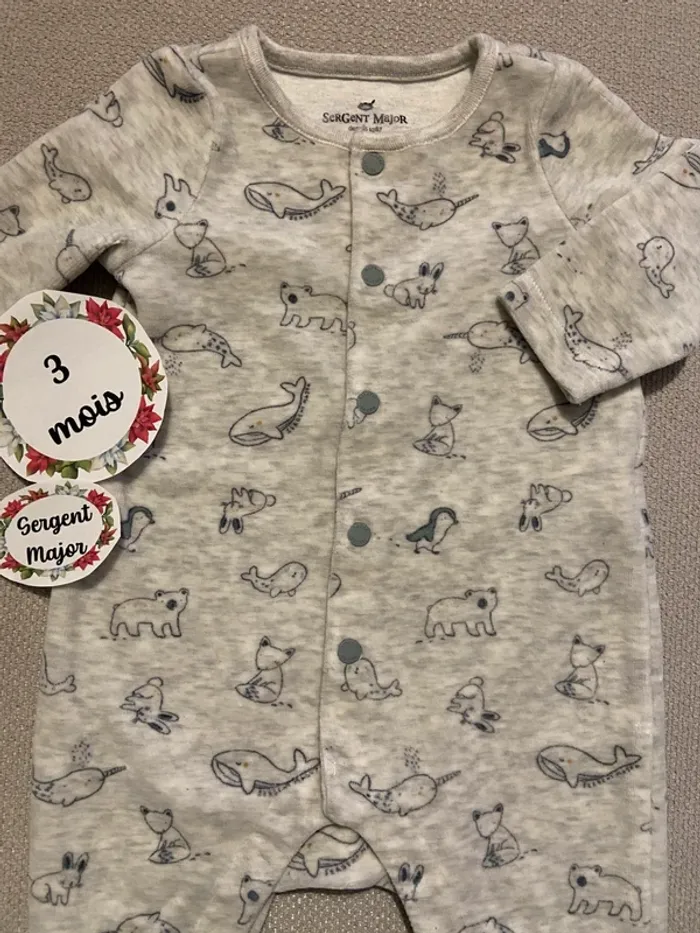 Pyjama chaud velours sergent major 3 mois - photo numéro 2