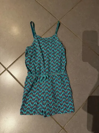 Tunique / Combinaison short avec noeud à la taille - DPAM - Fleurs - Vert - 6 ans