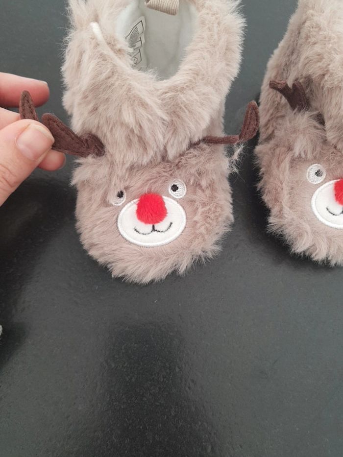 Chaussons bébé Noel renne mixte beige - photo numéro 2