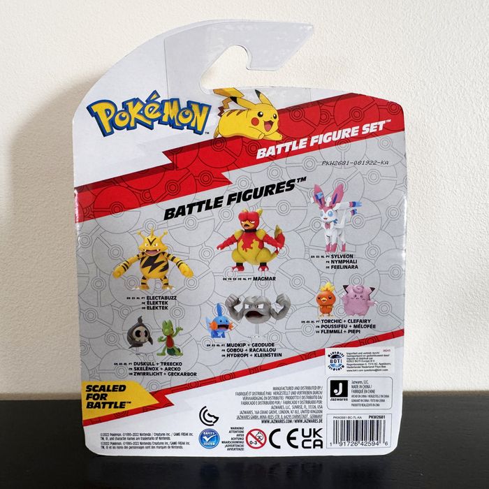 Pikachu Magmar et Tortipouss Figurine Battle Figure Set Pokémon Turtwig Jazwares - photo numéro 2