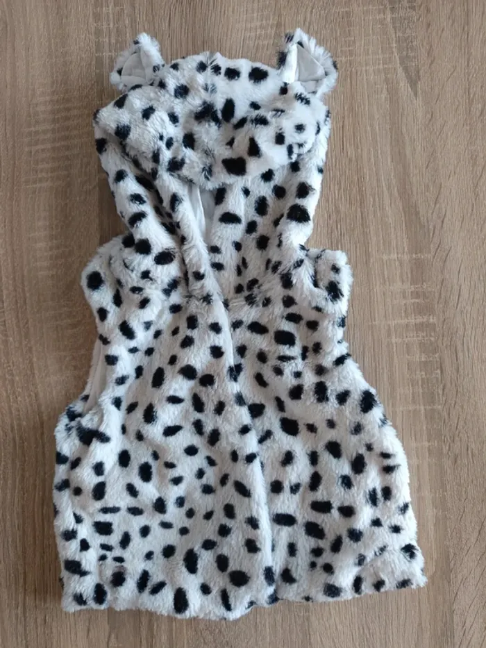 Veste sans manches à capuche oreilles de nounours blanche et noire bébé fille 6 mois Kiabi