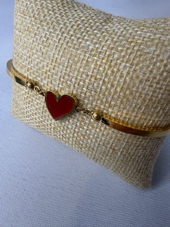 Bracelet doré  cœur rouge en acier inoxydable 