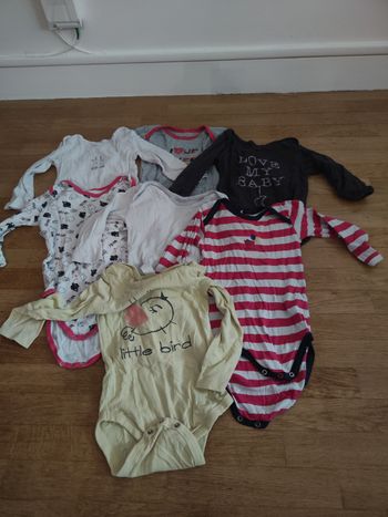 Lots de 7 bodies manches longues fille 24/36 mois