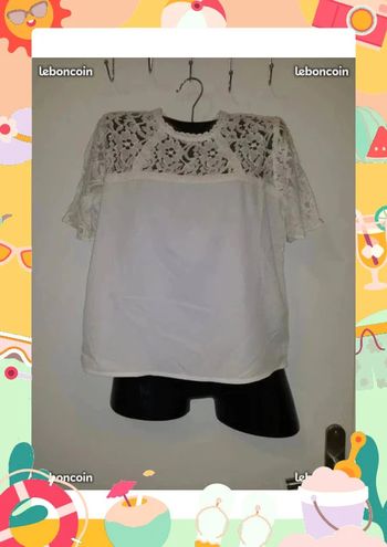 Haut tunique blanc avec dentelle Jennyfer taille M 38