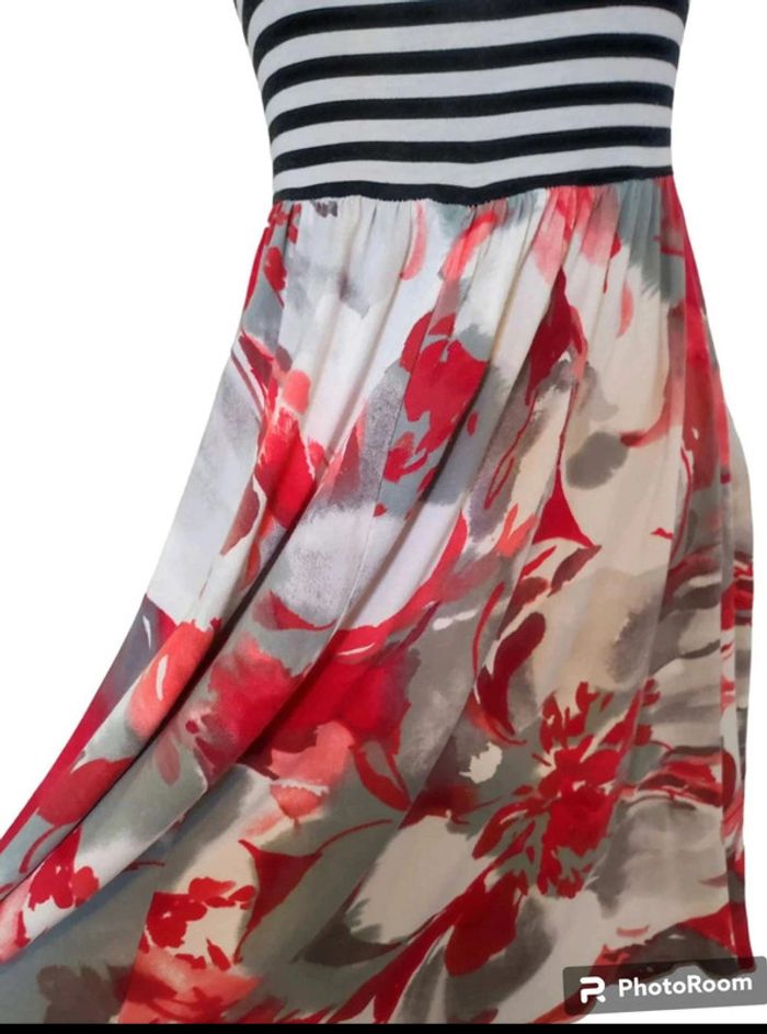 robe bustier rayures fleurs printemps été 36 - photo numéro 3