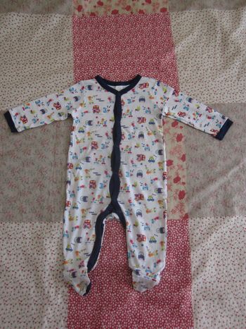 Pyjama coton blanc voitures rigolotes 9 mois
